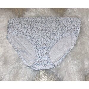 Jockey Elance Hipster Panties Pointelle Cotton Floral Womens 8 XL White Blue